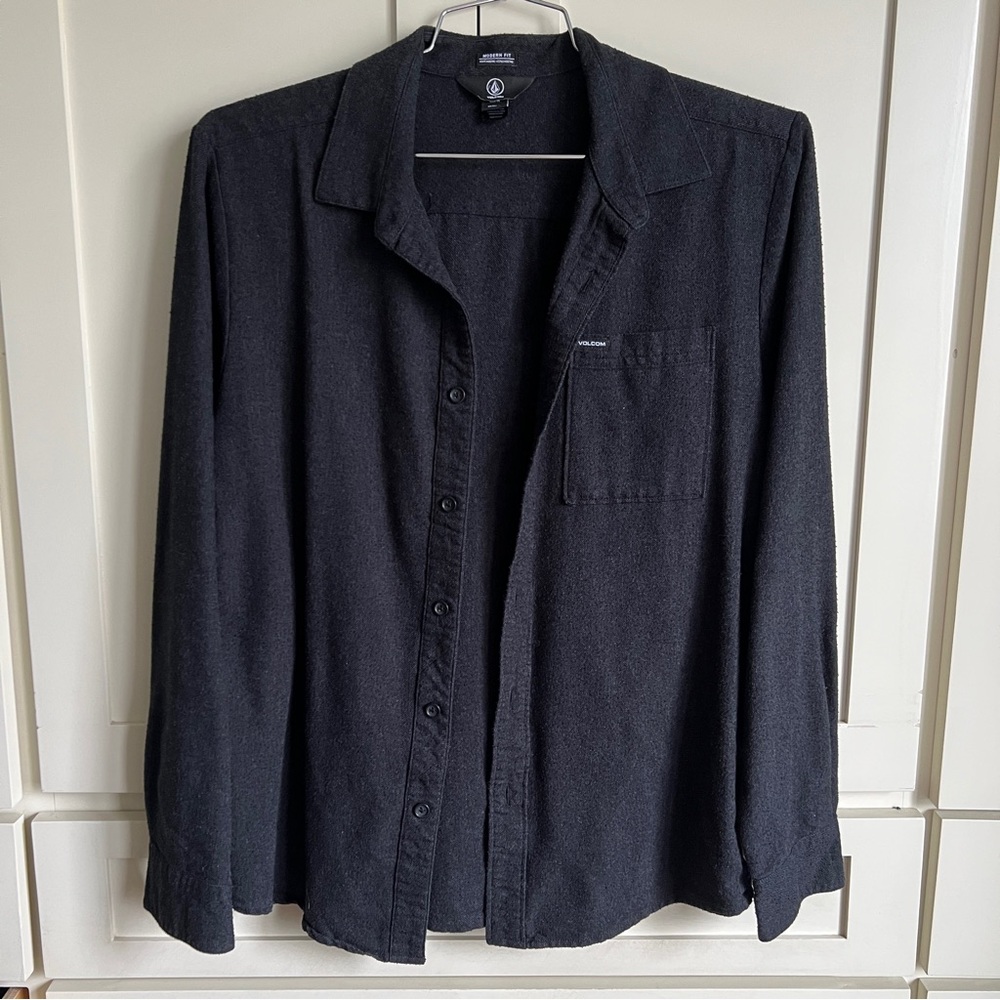 Volcom Modern Fit Black Flannel Button-down